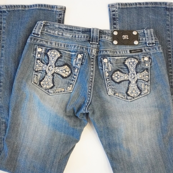 MISS ME Signature Boot Cut Embellish Cross Jeans - Picture 3 of 6